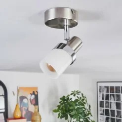 hofstein Davor Plafonnier, Spot de plafond Chrome, Nickel mat, 1 lumière