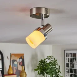 hofstein Davor Plafonnier, Spot de plafond Chrome, Nickel mat, 1 lumière