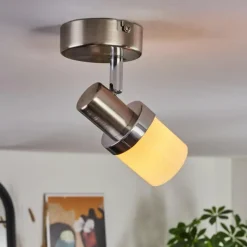 hofstein Davor Plafonnier, Spot de plafond Chrome, Nickel mat, 1 lumière