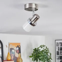 hofstein Davor Plafonnier, Spot de plafond Chrome, Nickel mat, 1 lumière