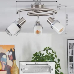 hofstein Davor Plafonnier, Spot de plafond Chrome, Nickel mat, 3 lumières