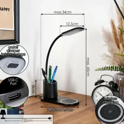 hofstein Debelmose Lampe de bureau, Lampe à poser LED Noir, 1 lumière