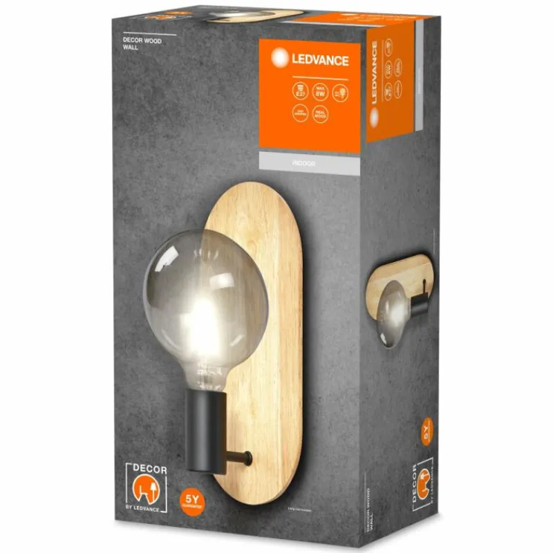 Lampes En Bois-Luminaires Ledvance DECOR Applique murale / Plafonnier Couleur bois, Noir, 1 lumière