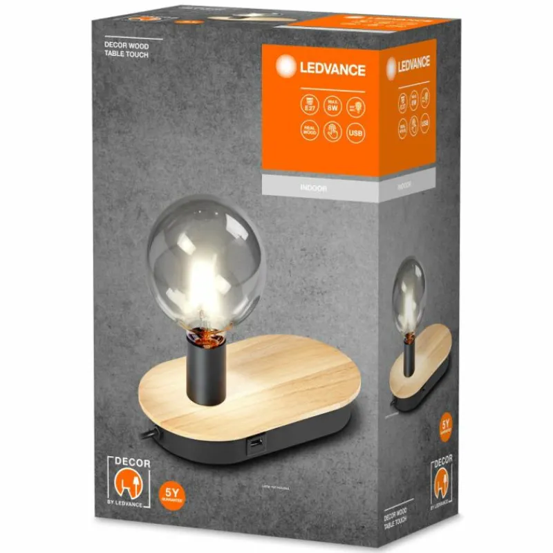 Lampes En Bois-Luminaires Ledvance DECOR Applique murale / Plafonnier Couleur bois, Noir, 1 lumière