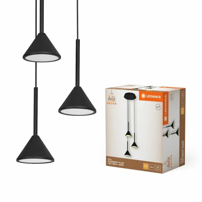 Luminaires Ledvance DECOR Applique murale / Plafonnier LED Noir, 3 lumières* Éclairage Led