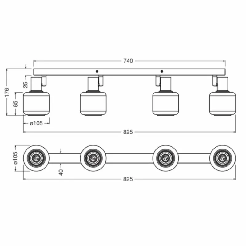 Luminaires Ledvance DECOR Applique murale / Plafonnier LED Noir, 4 lumières