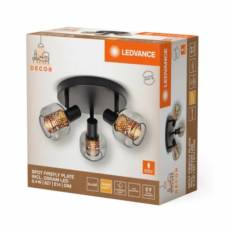 Luminaires Ledvance DECOR Applique murale / Plafonnier Noir, 3 lumières