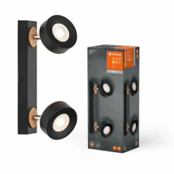 Lampes En Bois-Luminaires Ledvance Decor Plafonnier LED Noir, 2 lumières