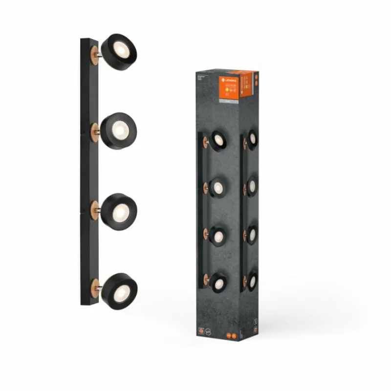 Lampes En Bois-Luminaires Ledvance Decor Plafonnier LED Noir, 4 lumières