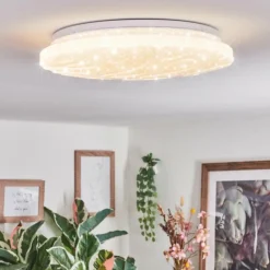 hofstein Deral Plafonnier LED Blanc, 1 lumière, Télécommandes