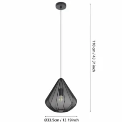 Lampes En Tissu-Luminaires Eglo DOLWEN Suspension Noir, 1 lumière