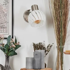 hofstein Dysted Boule lumineuse, Applique murale, Spot mural Nickel mat, 1 lumière