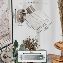 hofstein Dysted Boule lumineuse, Applique murale, Spot mural Nickel mat, 1 lumière