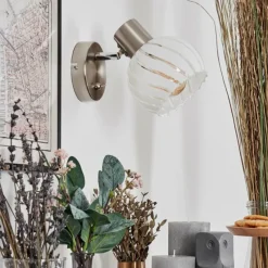 hofstein Dysted Boule lumineuse, Applique murale, Spot mural Nickel mat, 1 lumière