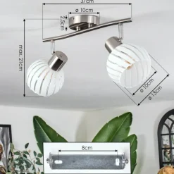 hofstein Dysted Plafonnier, Boule lumineuse Nickel mat, 2 lumières