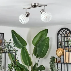 hofstein Dysted Plafonnier, Boule lumineuse Nickel mat, 2 lumières