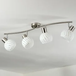 hofstein Dysted Plafonnier, Boule lumineuse Nickel mat, 4 lumières
