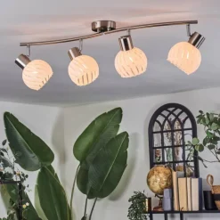 hofstein Dysted Plafonnier, Boule lumineuse Nickel mat, 4 lumières