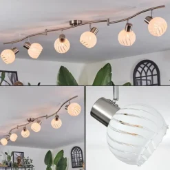 hofstein Dysted Plafonnier, Boule lumineuse Nickel mat, 6 lumières