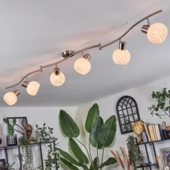 hofstein Dysted Plafonnier, Boule lumineuse Nickel mat, 6 lumières