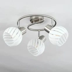 hofstein Dysted Plafonnier, Boule lumineuse Nickel mat, 3 lumières