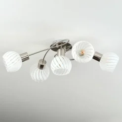 hofstein Dysted Plafonnier, Boule lumineuse Nickel mat, 5 lumières