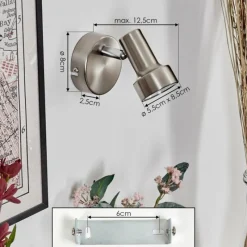 Lampes Vintages & Rétros-hofstein Edain Applique murale, Spot mural LED Chrome, Nickel mat, 1 lumière