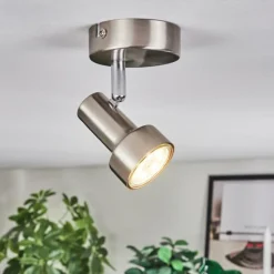 Lampes Vintages & Rétros-hofstein Edain Plafonnier, Spot de plafond LED Chrome, Nickel mat, 1 lumière