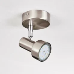 Lampes Vintages & Rétros-hofstein Edain Plafonnier, Spot de plafond LED Chrome, Nickel mat, 1 lumière