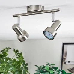 Lampes Vintages & Rétros-hofstein Edain Plafonnier, Spot de plafond LED Chrome, Nickel mat, 2 lumières