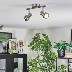 Lampes Vintages & Rétros-hofstein Edain Plafonnier, Spot de plafond LED Chrome, Nickel mat, 2 lumières