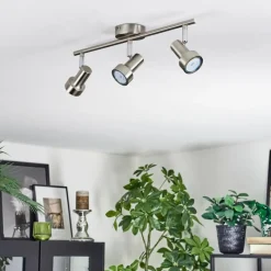 hofstein Edain Plafonnier, Spot de plafond LED Chrome, Nickel mat, 3 lumières