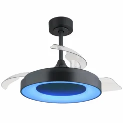 Luminaires Globo Lighting Elina Ventilateur de plafond lumineux LED Gris, 1 lumière, Télécommandes, Changeur de couleurs