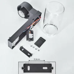 hofstein Encoberta Lampe murale d´extérieur Noir, 1 lumière, Détecteur de mouvement