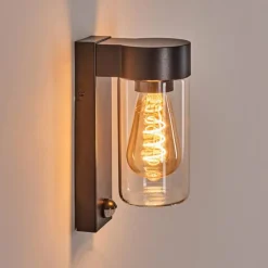 hofstein Encoberta Lampe murale d´extérieur Noir, 1 lumière, Détecteur de mouvement