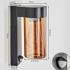 hofstein Encoberta Lampe murale d´extérieur Noir, 1 lumière, Détecteur de mouvement