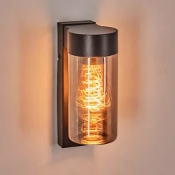 hofstein Encoberta Lampe murale d´extérieur Noir, 1 lumière, Détecteur de mouvement