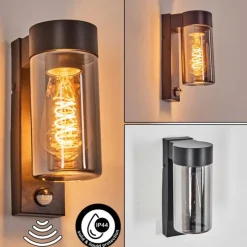 hofstein Encoberta Luminaire extérieur, Lampe murale d´extérieur Noir, 1 lumière, Détecteur de mouvement