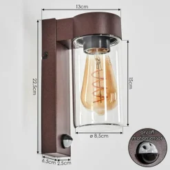 hofstein Encoberta Luminaire extérieur, Lampe murale d´extérieur Rouille, 1 lumière, Détecteur de mouvement