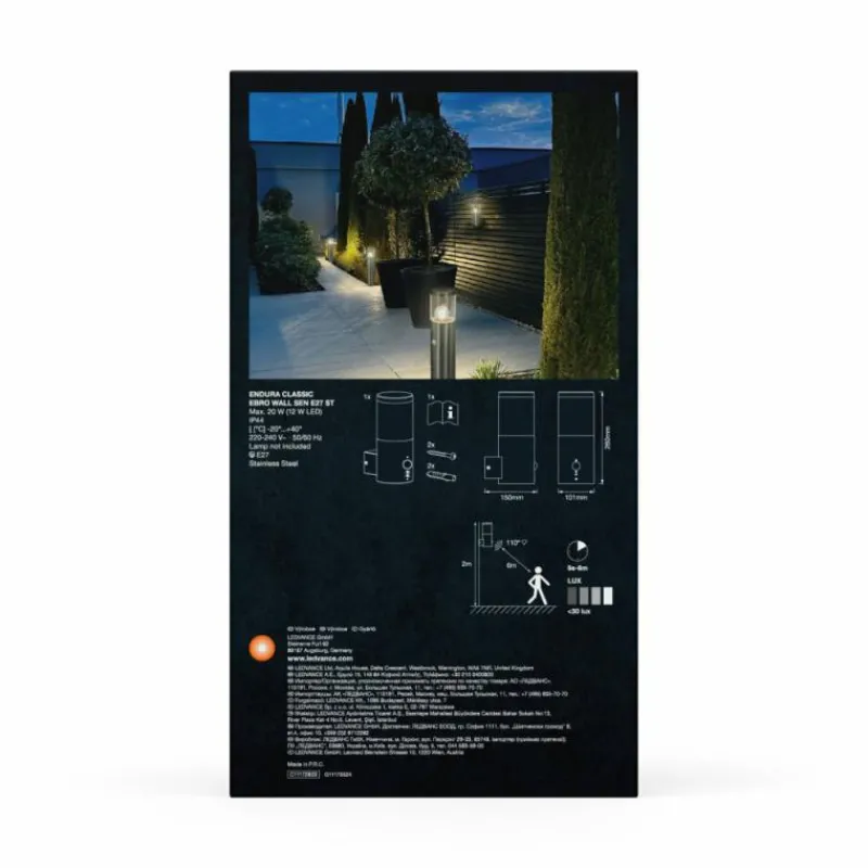 Luminaires Ledvance Endura Applique murale Acier brossé, 1 lumière