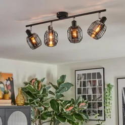 Suspension Verre Fumé-hofstein Ennor Plafonnier, Spot de plafond Noir, 4 lumières