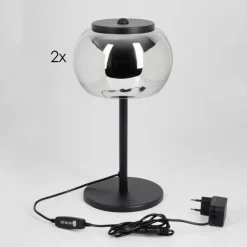 Suspension Verre Fumé-Lampe 2-er à poser, Liseuse LED Noir, 1 lumière