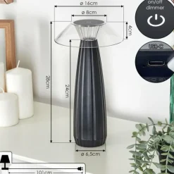 hofstein Eryla Lampe de bureau, Lampe à poser LED Noir, 1 lumière