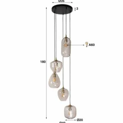hofstein Escusa Suspension Anthracite, 5 lumières