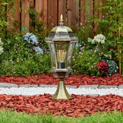 Luminaires Rustiques-hofstein Etoe Luminaire extérieur, Borne lumineuse, Eclairage de chemin Brun, Or, 1 lumière