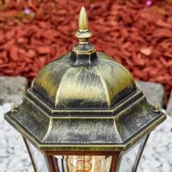 Luminaires Rustiques-hofstein Etoe Luminaire extérieur, Borne lumineuse, Eclairage de chemin Brun, Or, 1 lumière