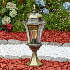 Luminaires Rustiques-hofstein Etoe Luminaire extérieur, Borne lumineuse, Eclairage de chemin Brun, Or, 1 lumière