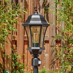 Luminaires Rustiques-hofstein Etoe Luminaire extérieur, Eclairage de chemin Noir, 1 lumière, Détecteur de mouvement