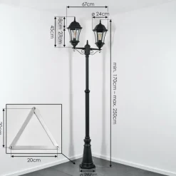 Luminaires Rustiques-hofstein Etoe Luminaire extérieur, Réverbère, Eclairage de chemin Noir, 2 lumières