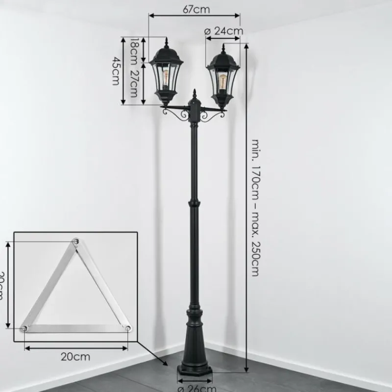Luminaires Rustiques-hofstein Etoe Luminaire extérieur, Réverbère, Eclairage de chemin Noir, 2 lumières